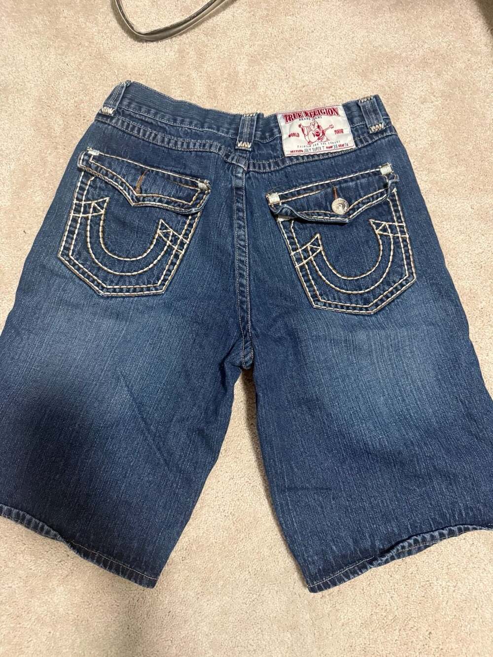 True Religion Joey Super T Denim Shorts Jorts Size 36